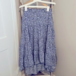 Blue Rain - (M) High Low Floral Maxi Skirt